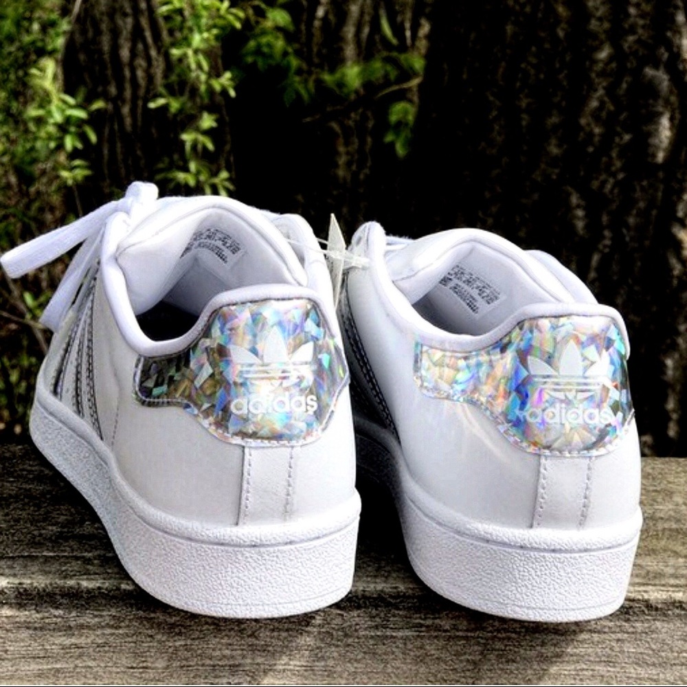 Last NWT HTF adidas Superstar Iridescent Silver 3S - Picture 5 of 8